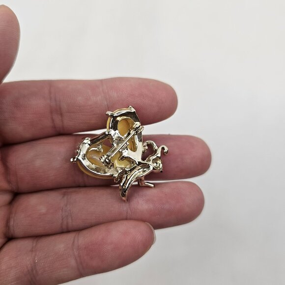 Silver Tone Insect Bee Brooch Yellow Wings Bug Unmarked Pin - Picture 6 of 7